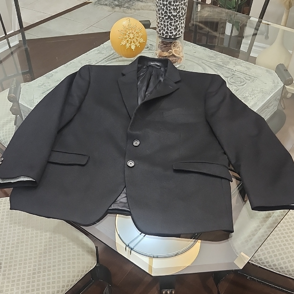 Boulevard Club Men's Luxury Cashmere Classic Black Blazer Sportscoat 44 S